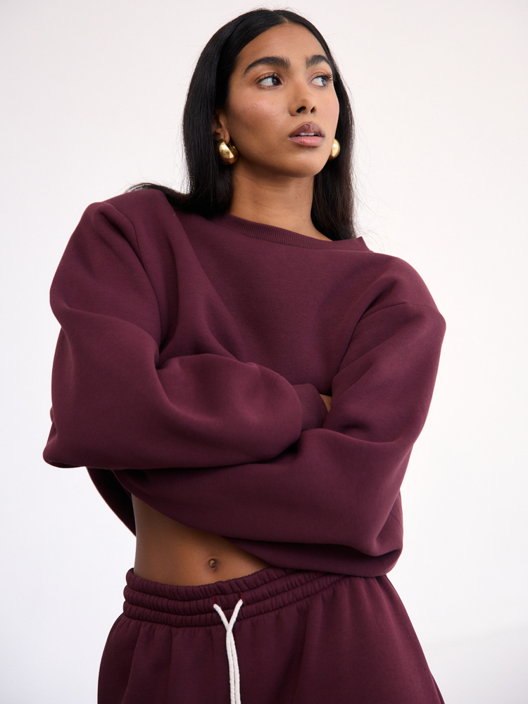 PADDED RED WINE SWEATSHIRT