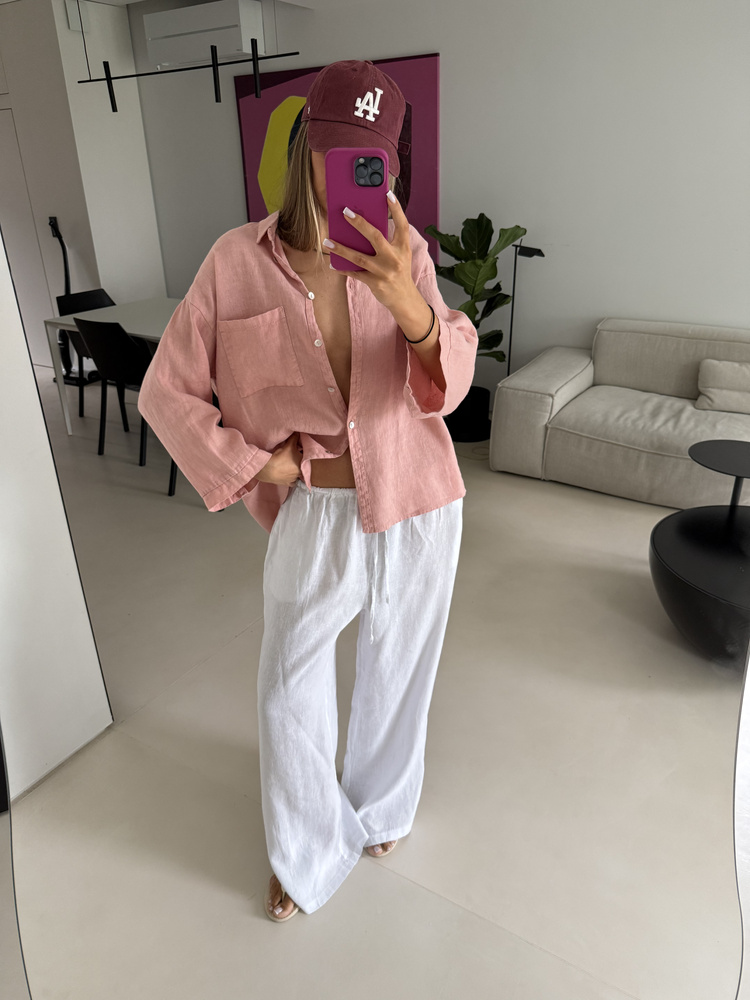 LINEN BOX PEACH SHIRT