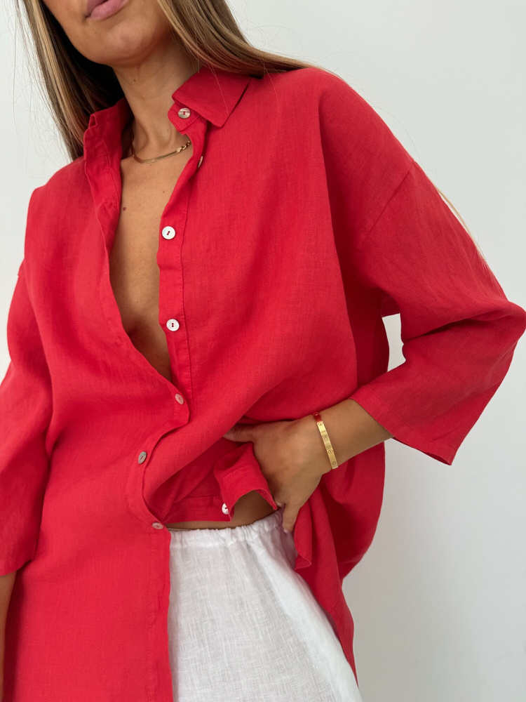 OVERSIZE LINEN SHIRT POPPY