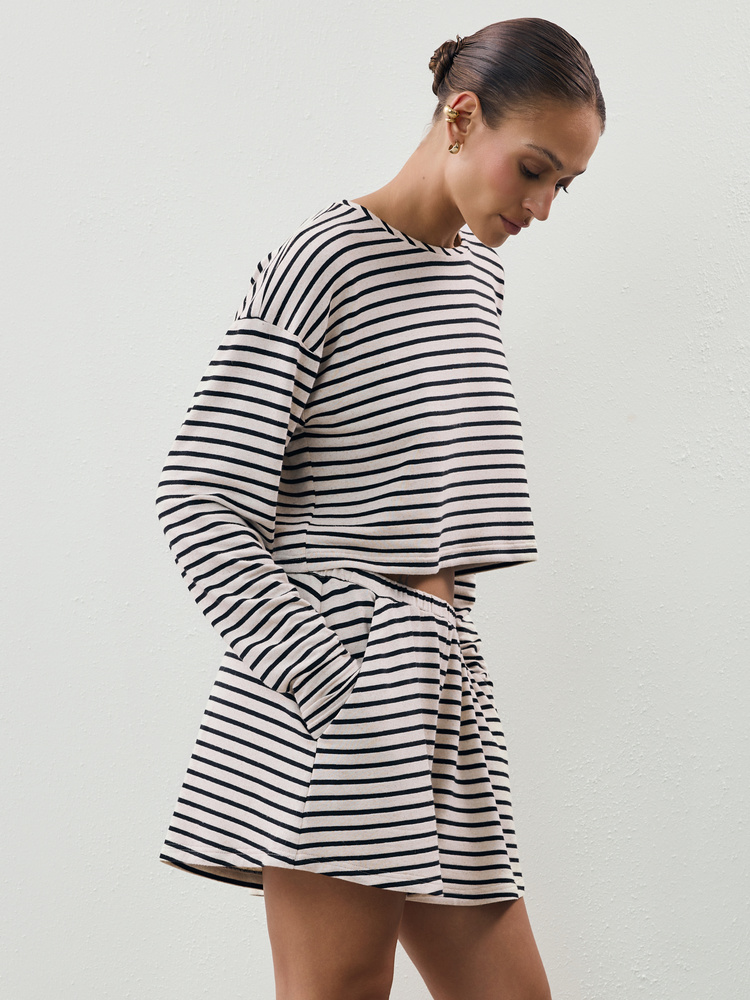 TERRY STRIPES SHORTS