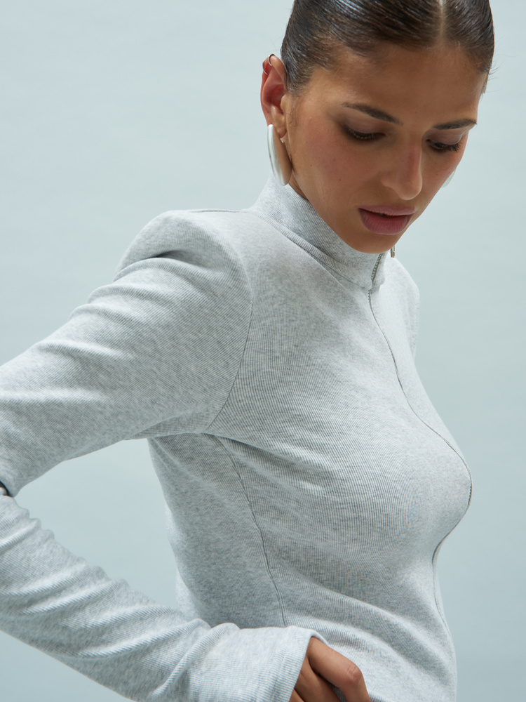 LONGSLEEVE VIVIAN ZIP GREY