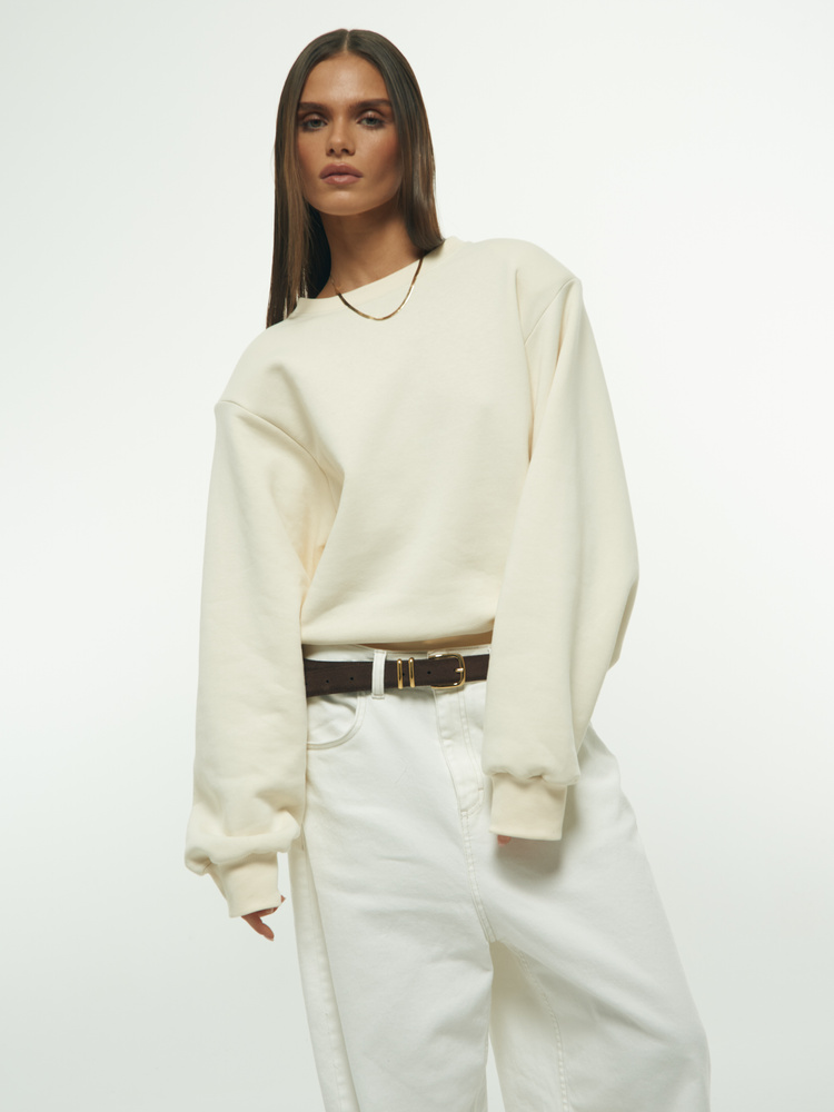 PADDED CREAM SWEATSHIRT