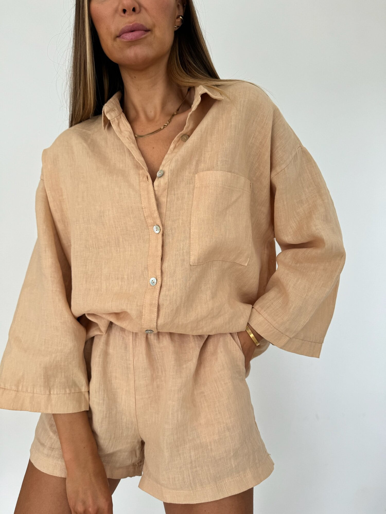 LINEN BOX CARAMEL SHIRT