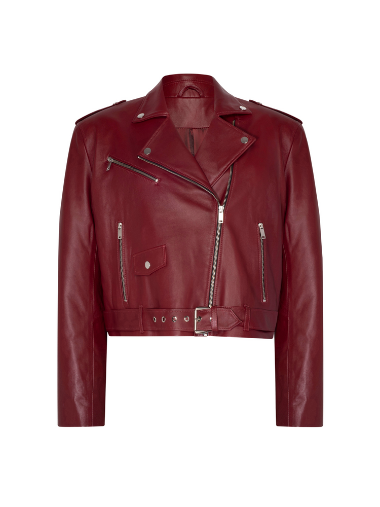 HAILEY BURGUNDY LEATHER JACKET