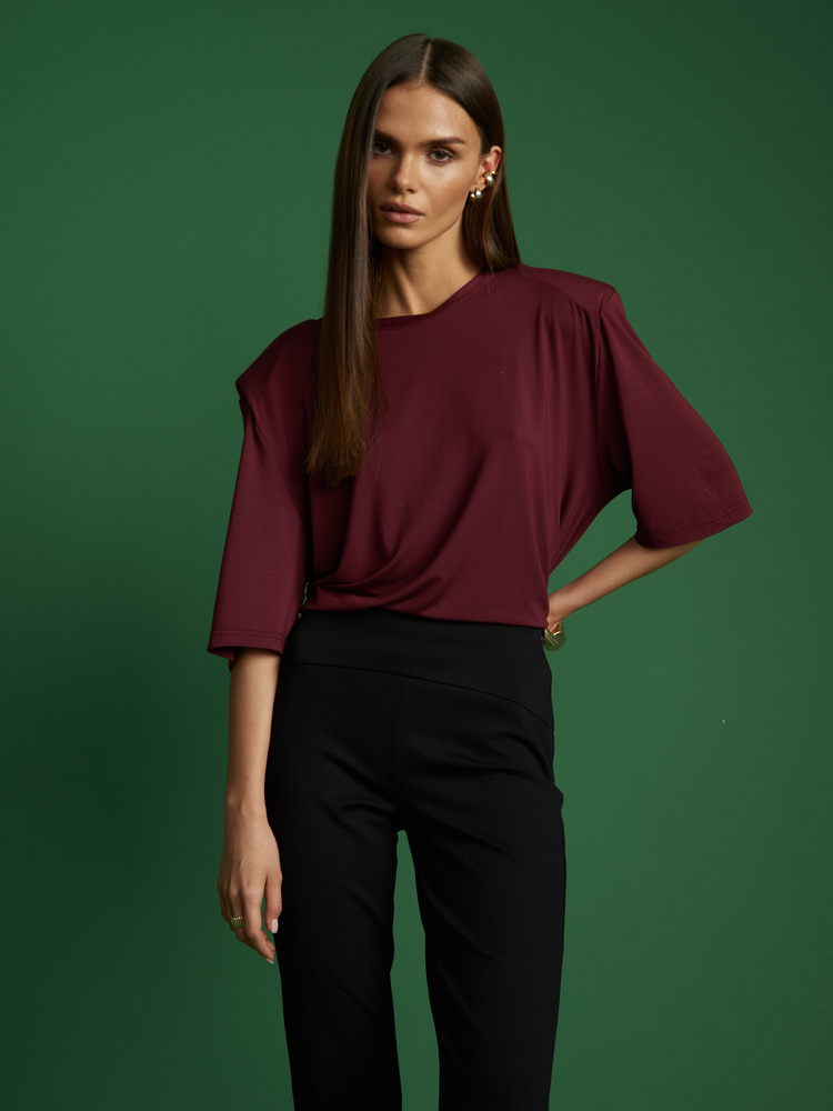 EMI PADDED BURGUNDY T-SHIRT