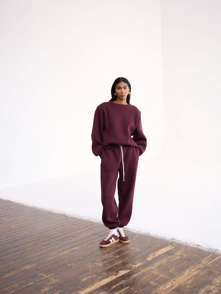 PADDED RED WINE SWEATSHIRT