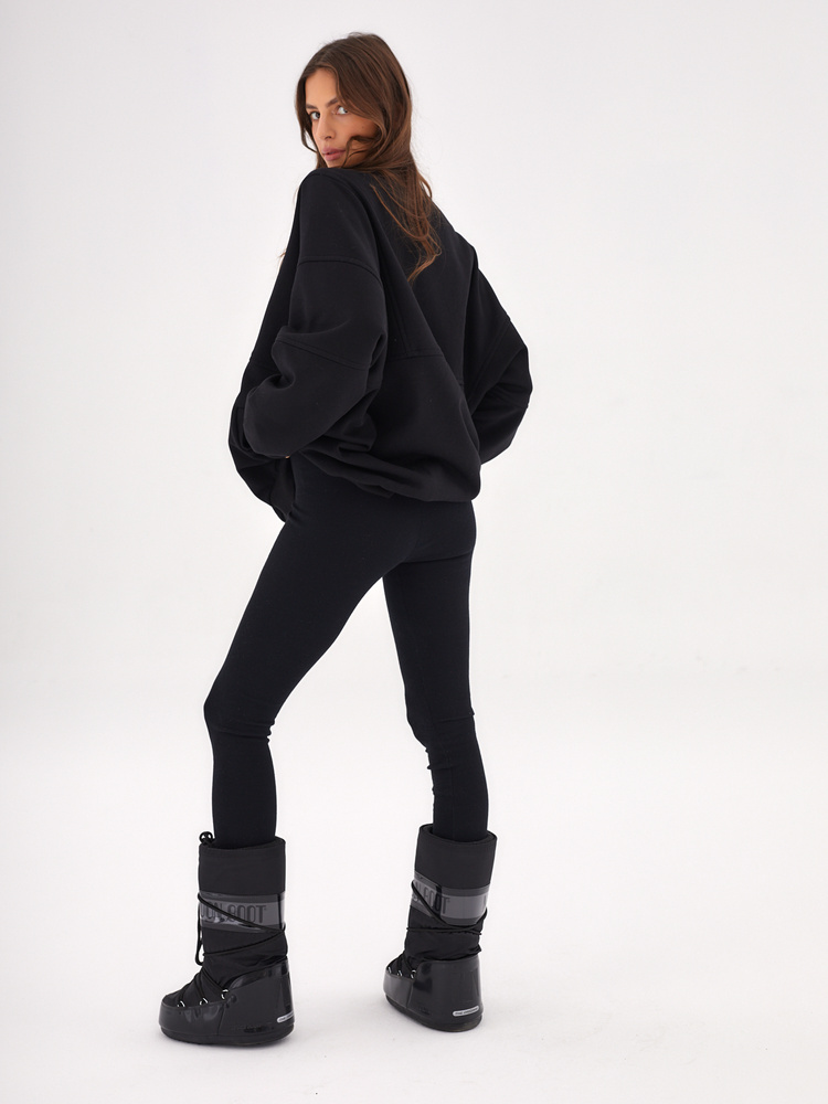 RIBBED BLACK LEGGINGS