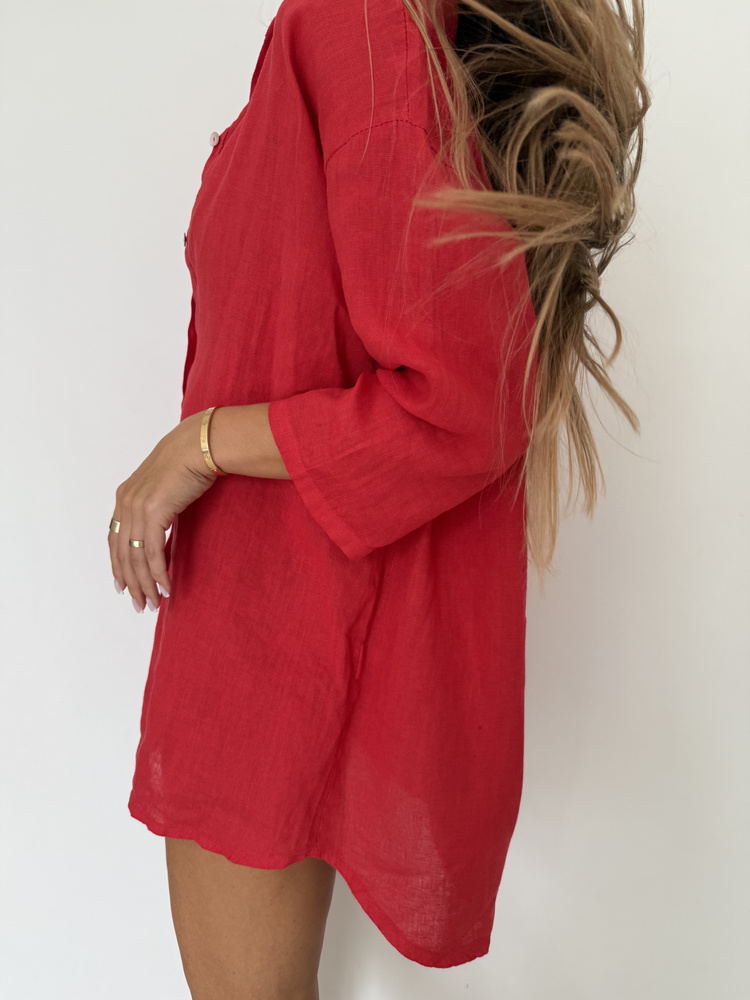 OVERSIZE LINEN SHIRT POPPY