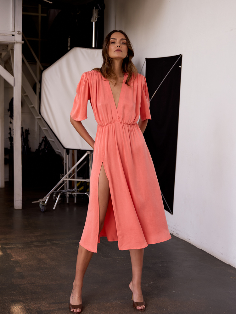 DAHLIA PEACH DRESS