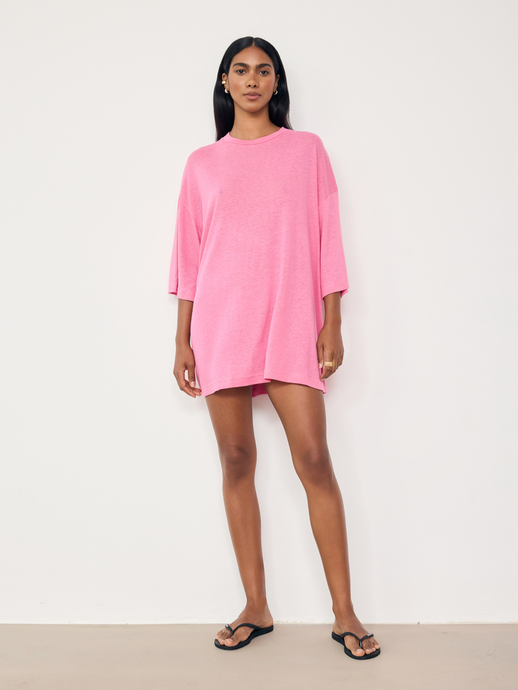 BOYFRIEND LINEN PINK T-SHIRT