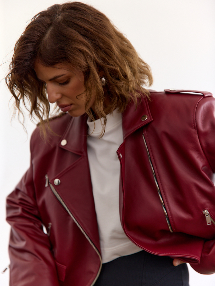 HAILEY BURGUNDY LEATHER JACKET