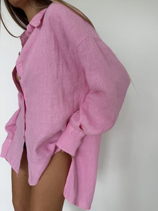 LINEN MAXI SHIRT CANDY