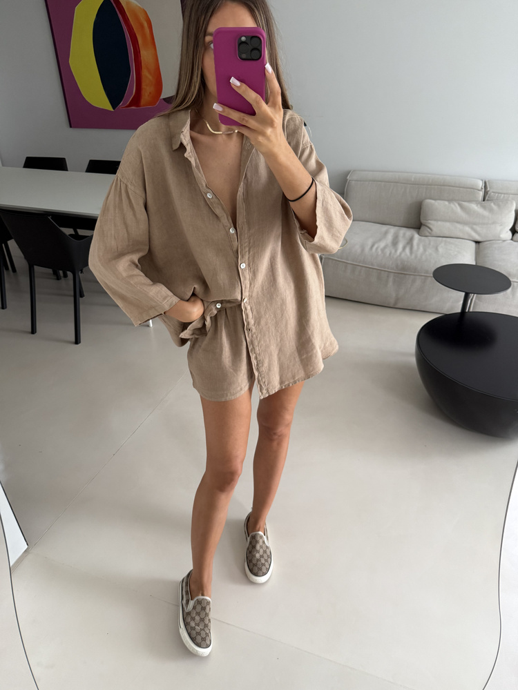 OVERSIZE LINEN SHIRT BEIGE