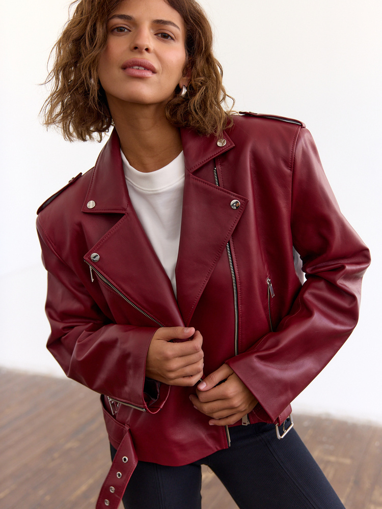 HAILEY BURGUNDY LEATHER JACKET