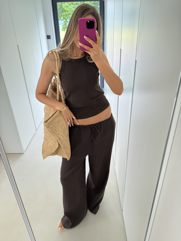 LINEN MOCHA LARGE PANTS