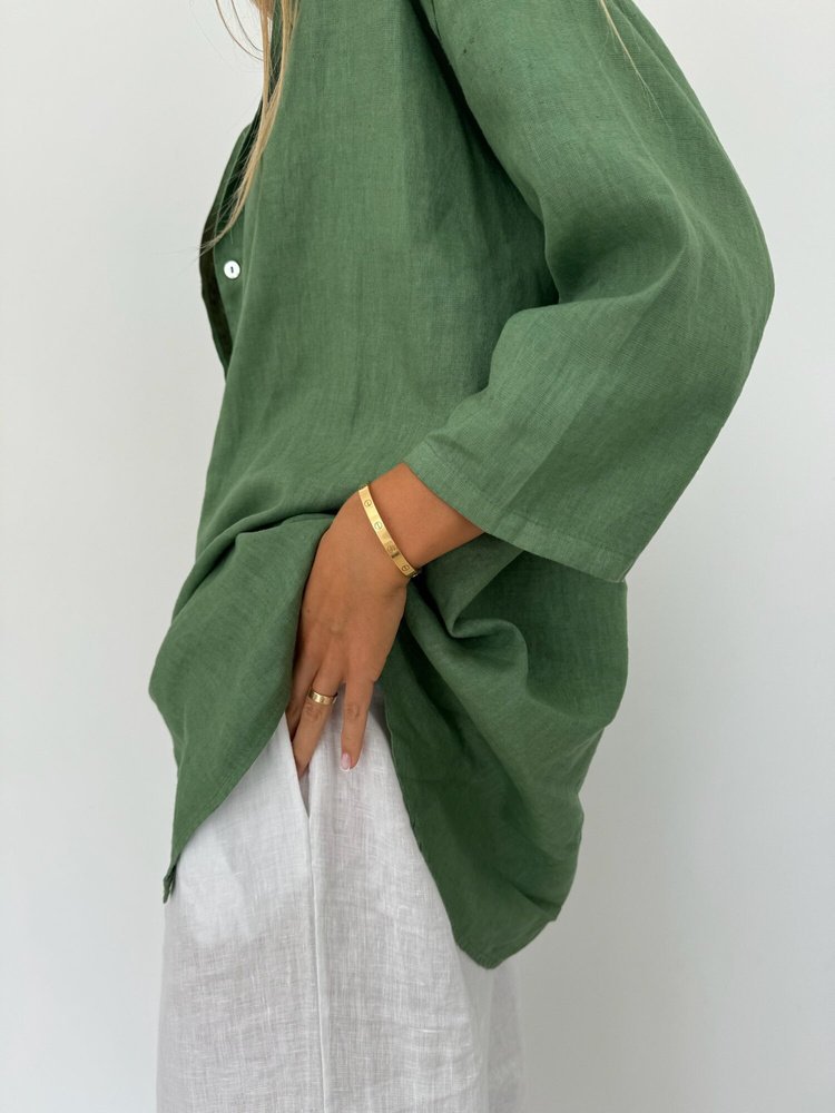 OVERSIZE LINEN SHIRT MATCHA
