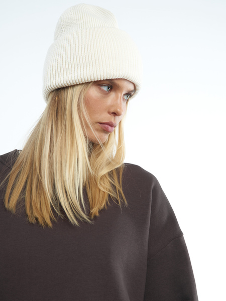 MERINO WOOL CREAM BEANIE