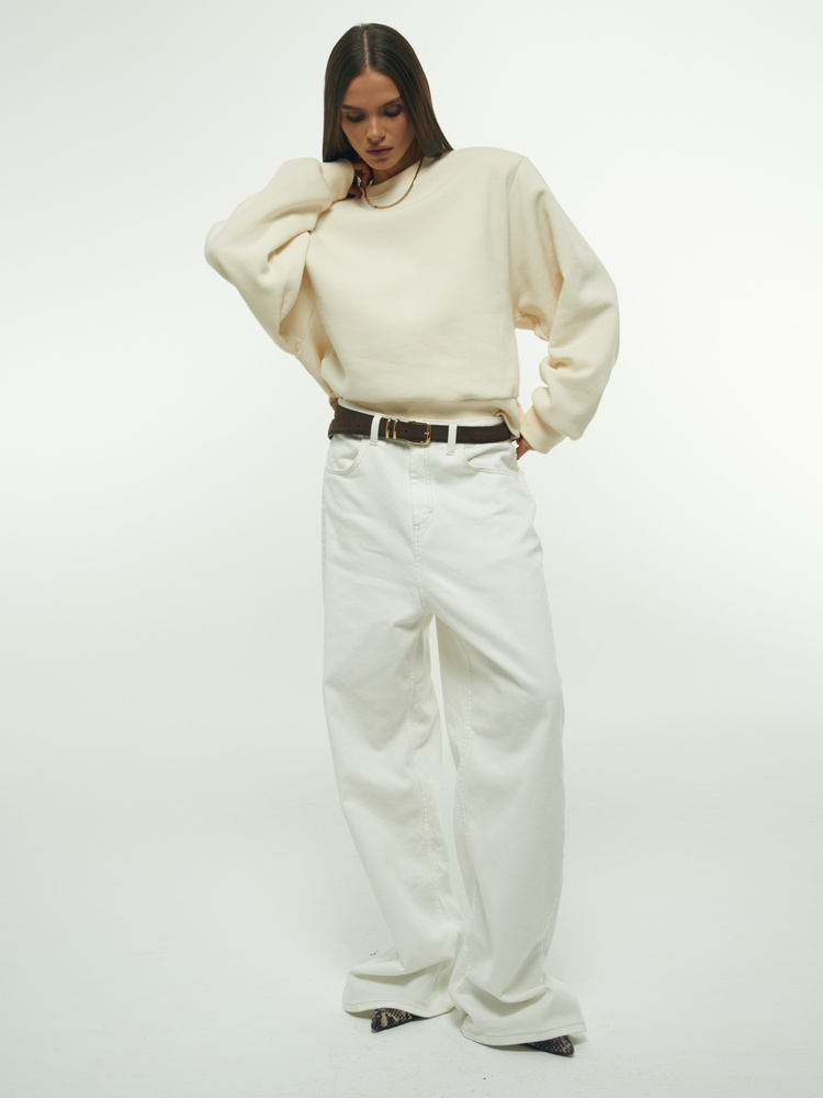 PADDED CREAM SWEATSHIRT
