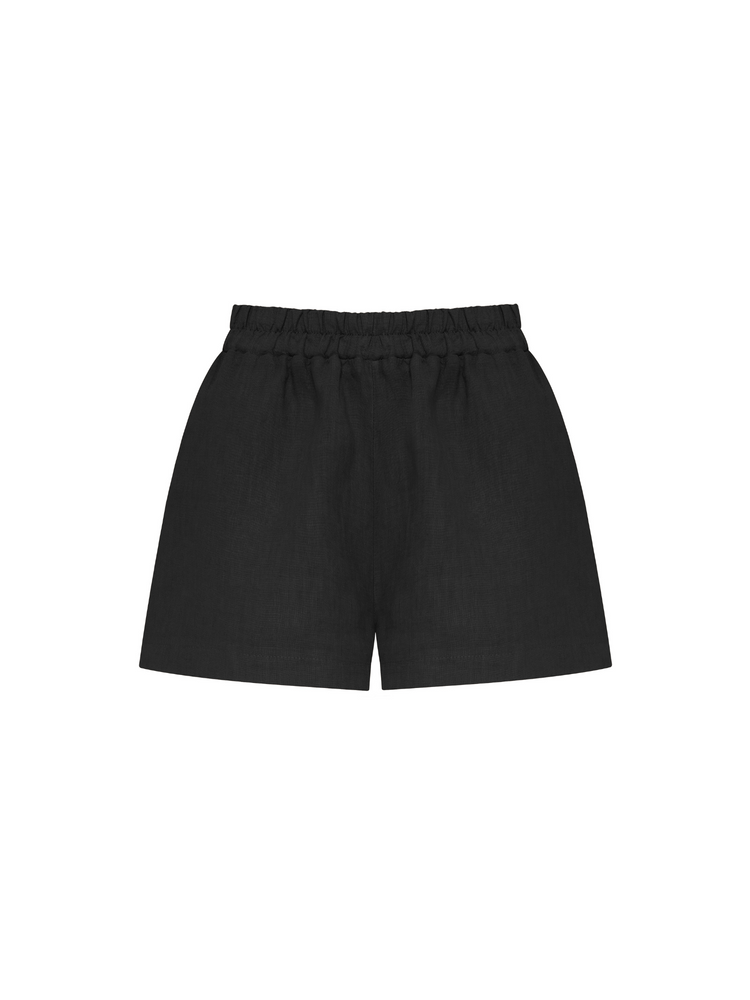 LINEN SHORTS BLACK