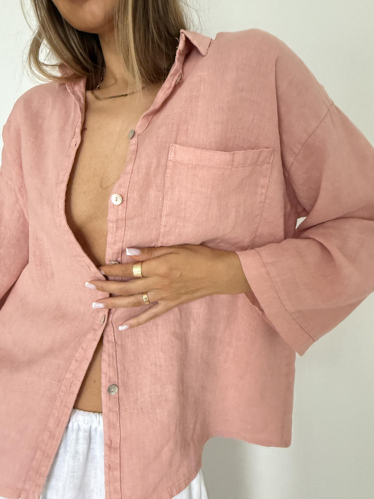 LINEN BOX PEACH SHIRT