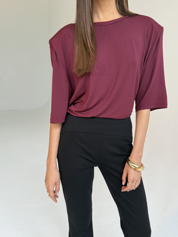 EMI PADDED BURGUNDY T-SHIRT