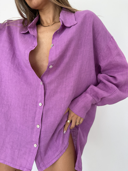 LINEN MAXI SHIRT GRAPE