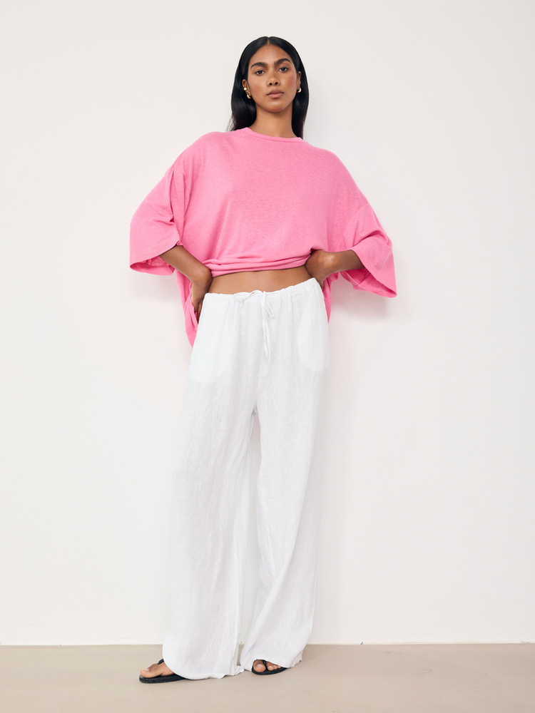 T-SHIRT BOYFRIEND LINEN PINK