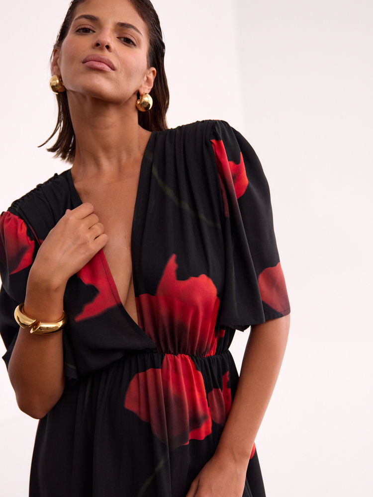 DAHLIA RED POPPY DRESS