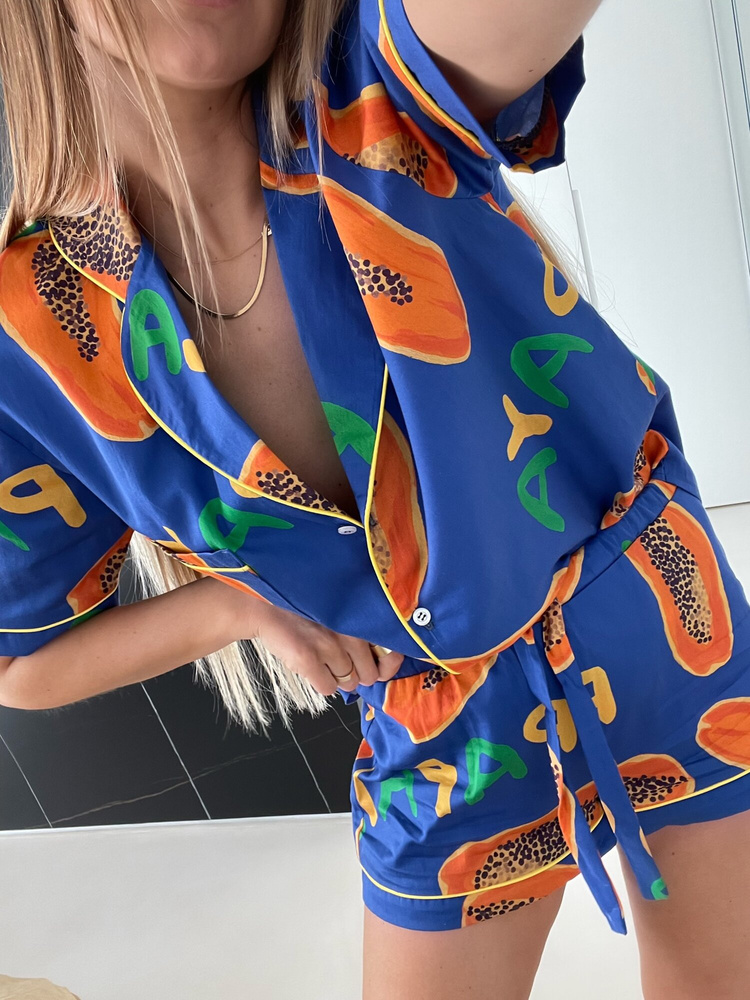 BLUE PAPAYA SHORT PAJAMAS SHIRT