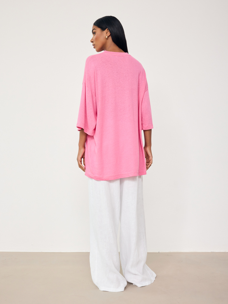 BOYFRIEND LINEN PINK T-SHIRT