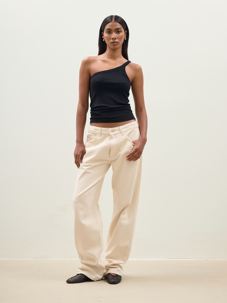 TOP ASYMETRIC RIB BLACK