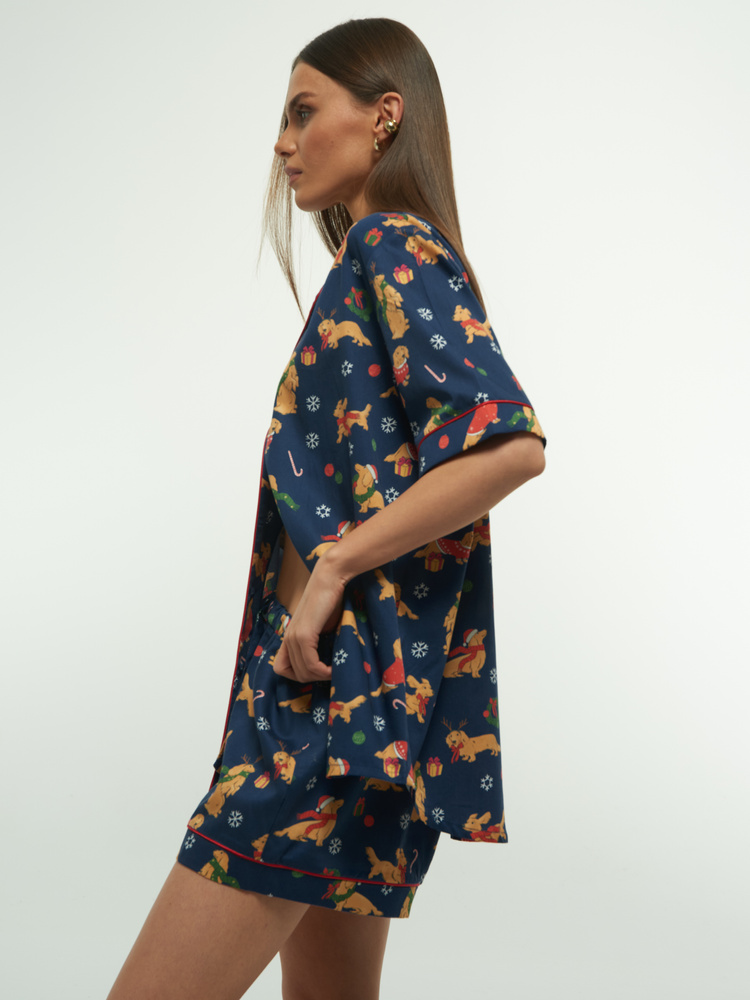 SANTA'S PUPPY PYJAMA SHORTS