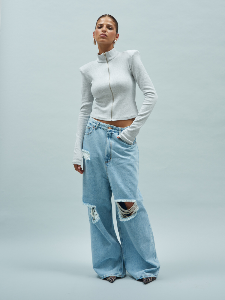 VIVIAN ZIP GREY LONGSLEEVE