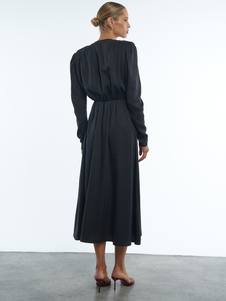 DAHLIA SATIN BLACK DRESS