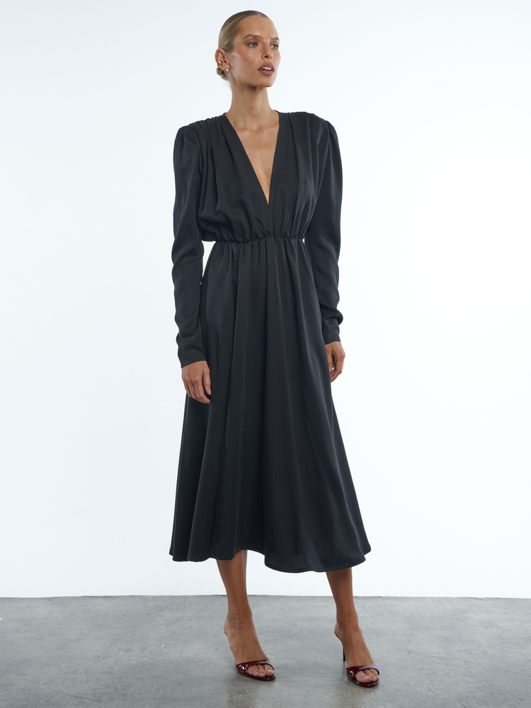 DAHLIA SATIN BLACK DRESS