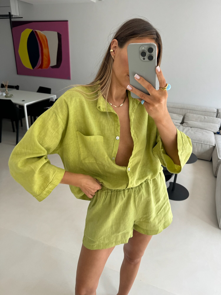 LINEN BOX LIME SHIRT