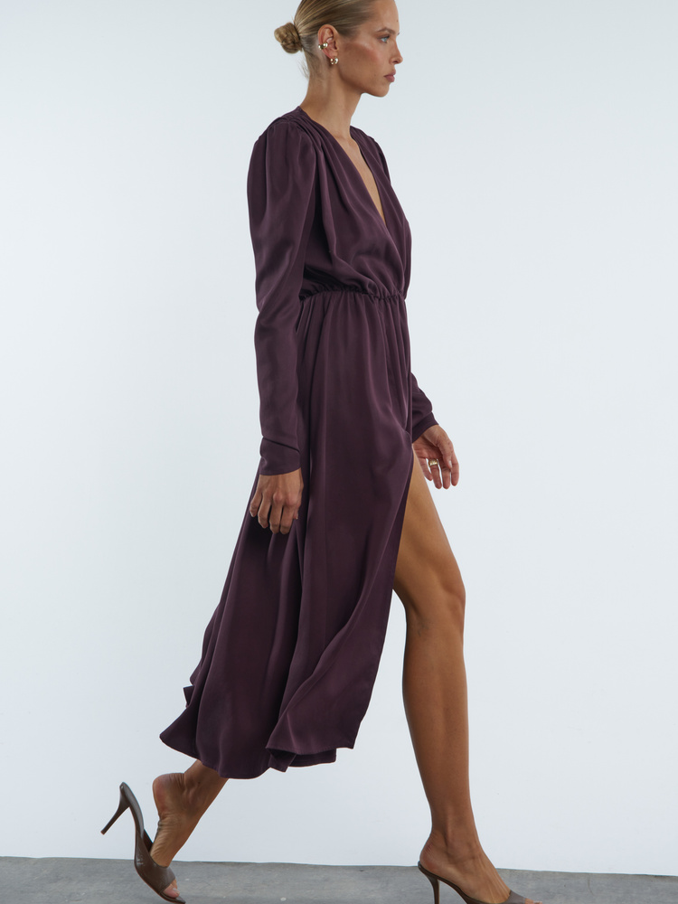 DAHLIA SATIN BURGUNDY DRESS