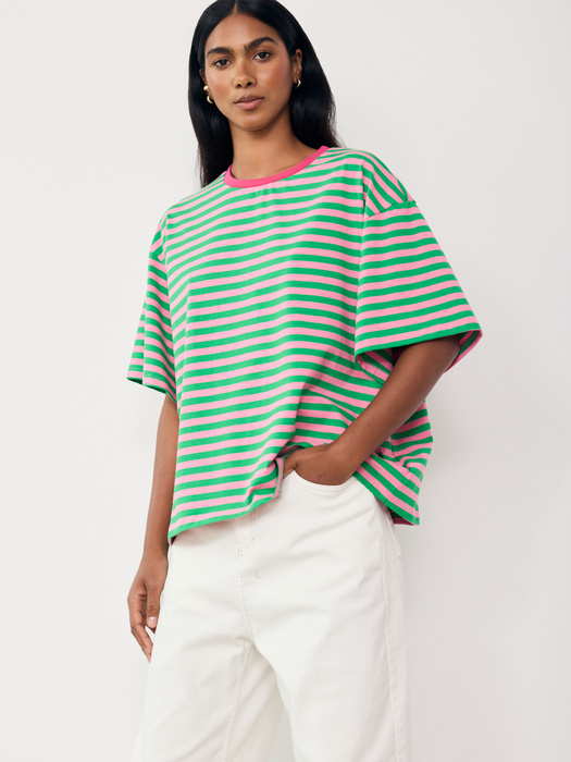 O-NECK GREEN STRIPES T-SHIRT