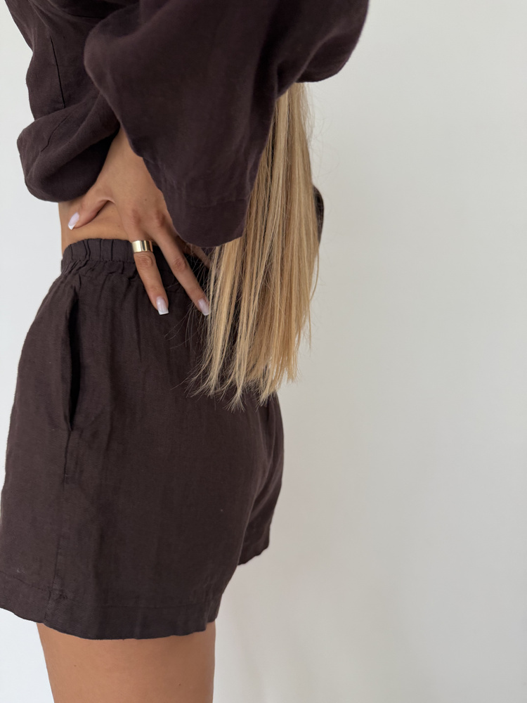 LINEN SHORTS MOCHA