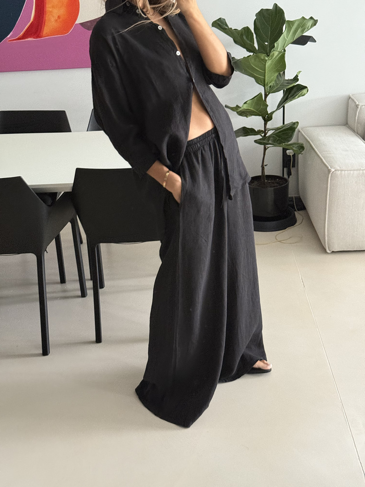 OVERSIZE LINEN SHIRT BLACK