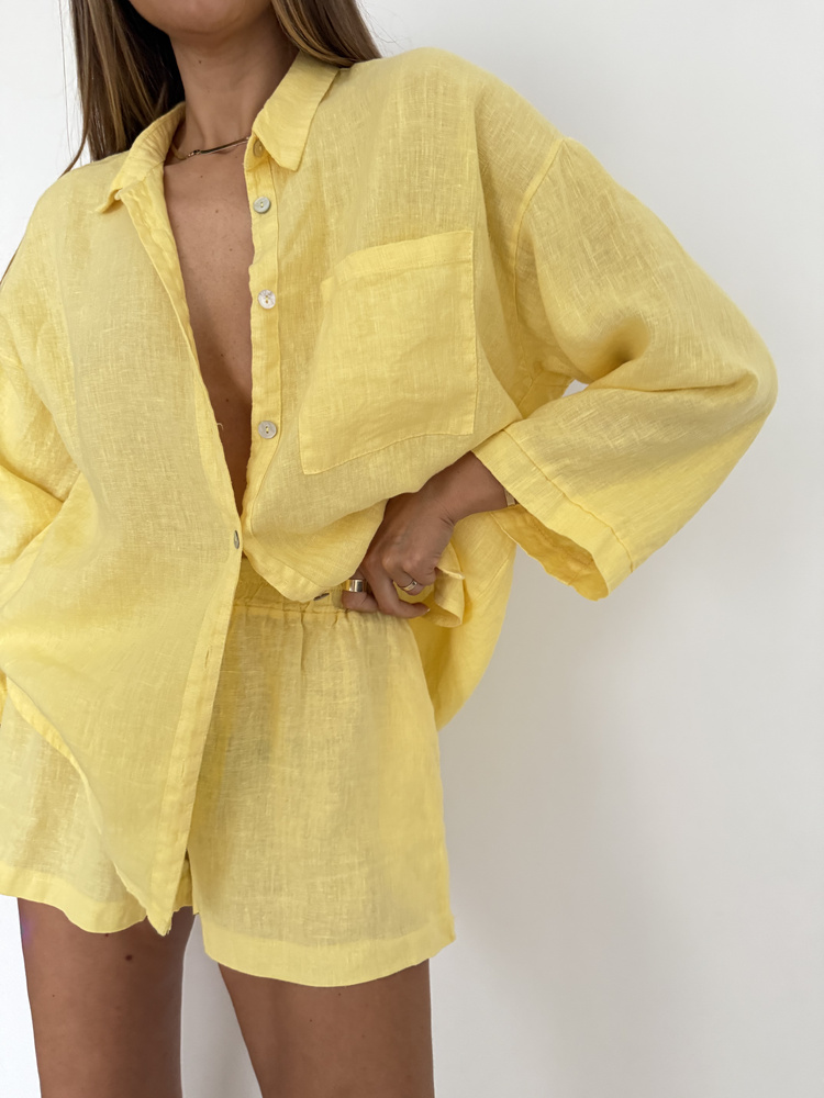 LINEN SHORTS LEMON