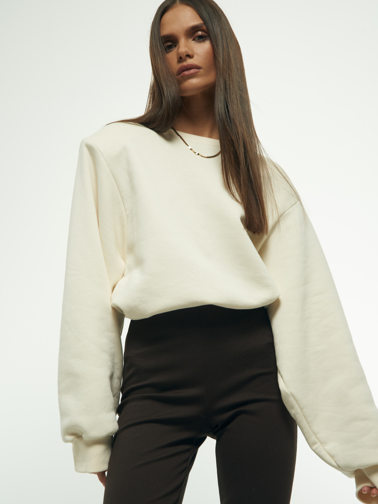 PADDED CREAM SWEATSHIRT