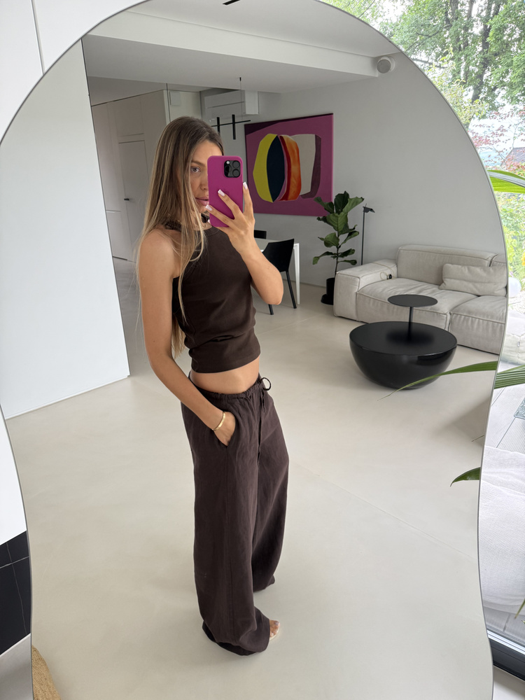LINEN MOCHA LARGE PANTS