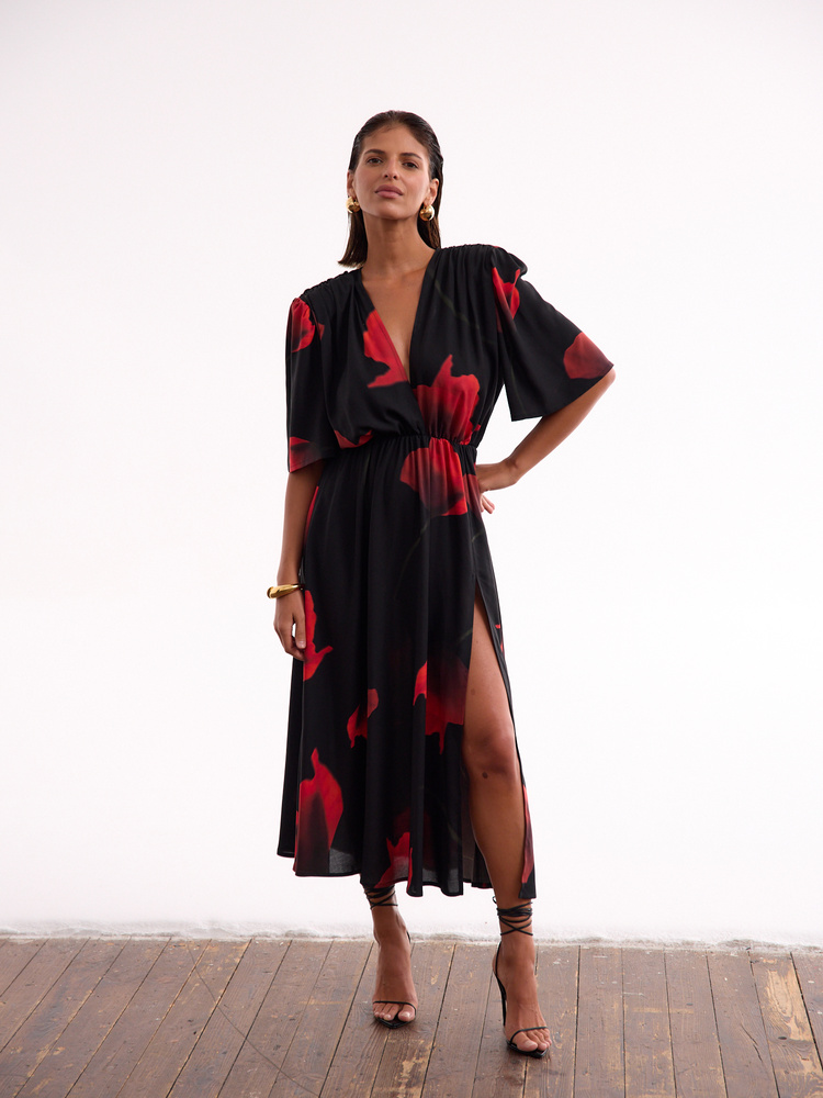 DAHLIA RED POPPY DRESS