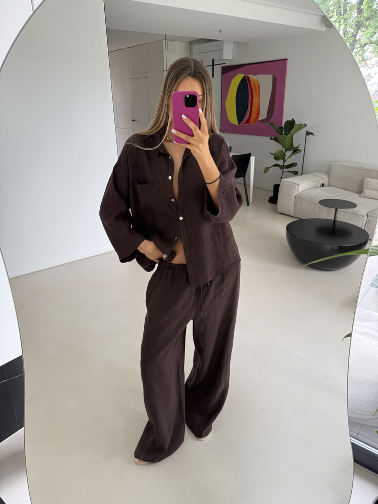 LINEN MOCHA LARGE PANTS
