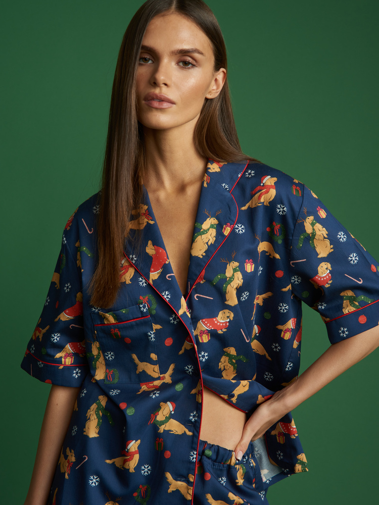 KRÓTKA KOSZULA OD PIŻAMY SANTA'S PUPPY