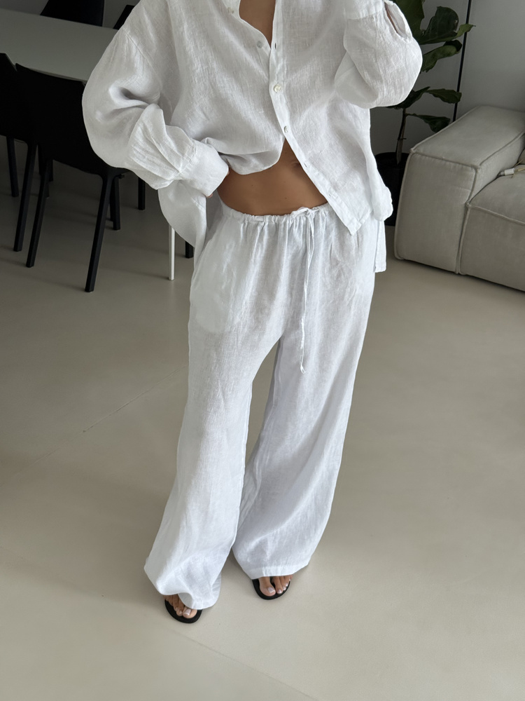 LINEN WHITE LARGE PANTS