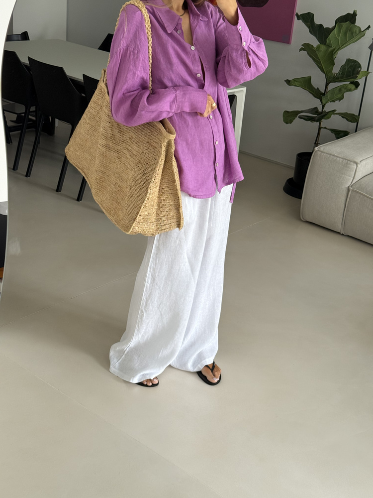 LINEN MAXI SHIRT GRAPE