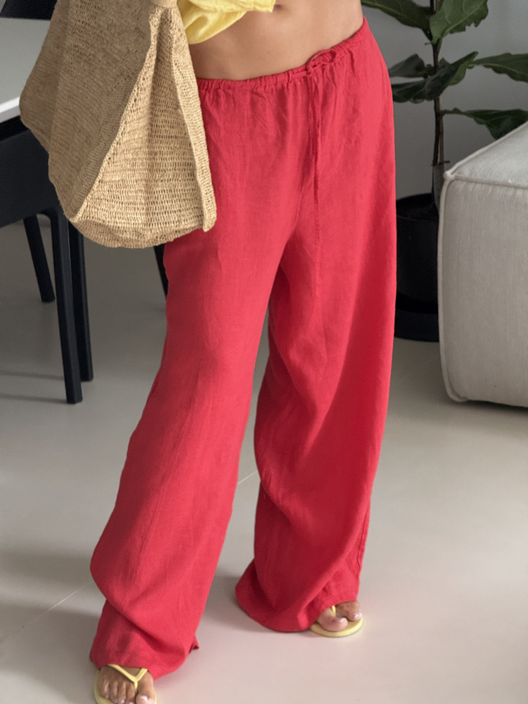 LINEN CHILI LARGE PANTS