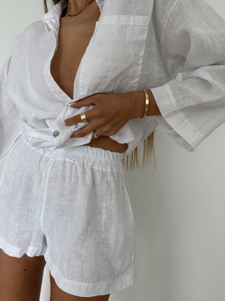 LINEN SHORTS WHITE